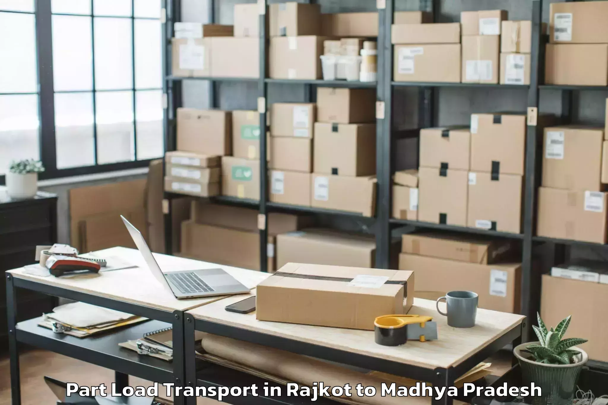 Book Rajkot to Sage University Indore Part Load Transport Online